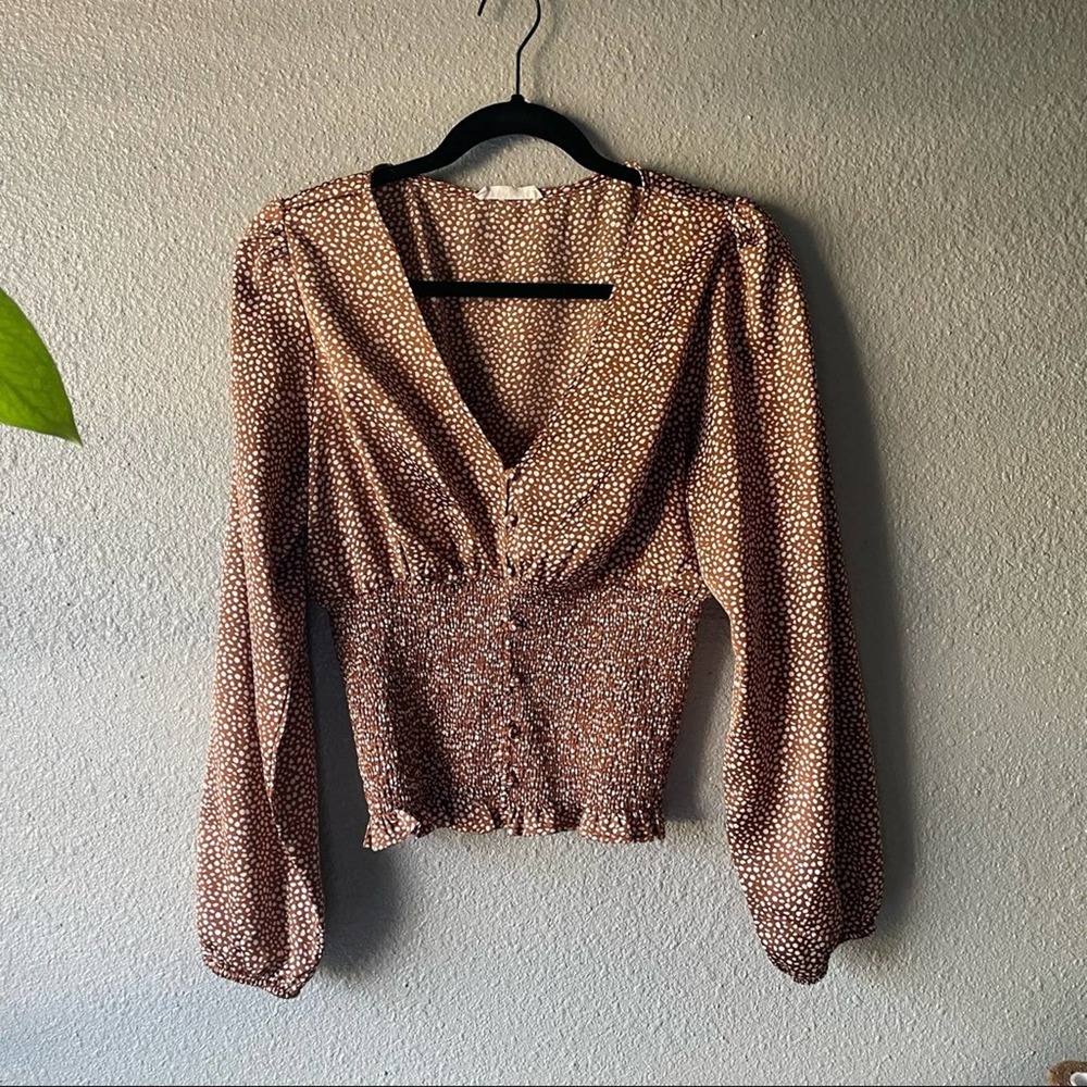 Illa Illa Dalmatian Print Smocked Blouse